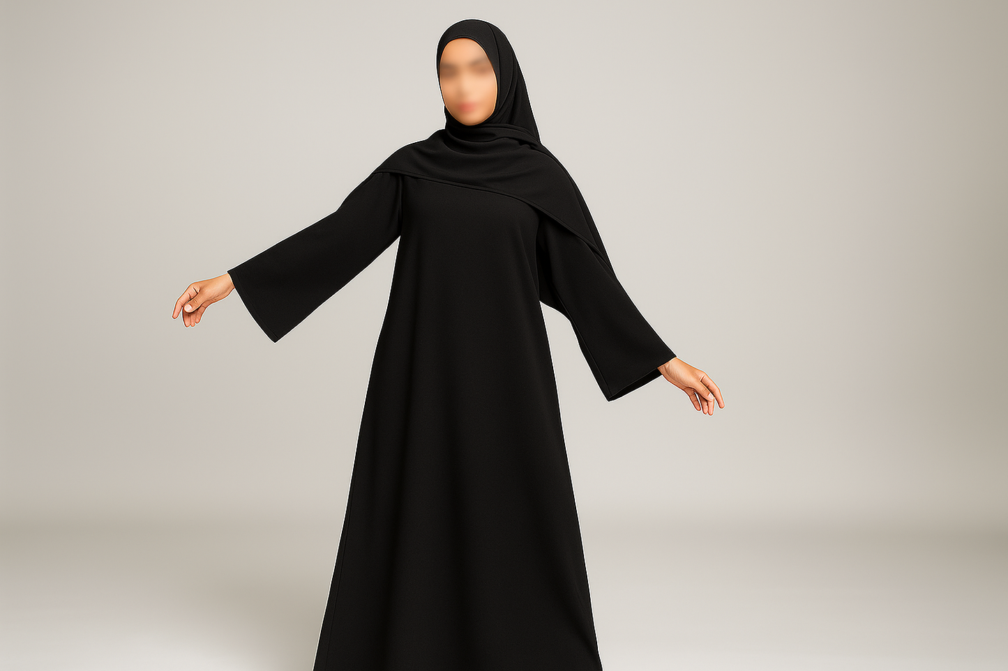 Closed One-Piece Abaya - Black