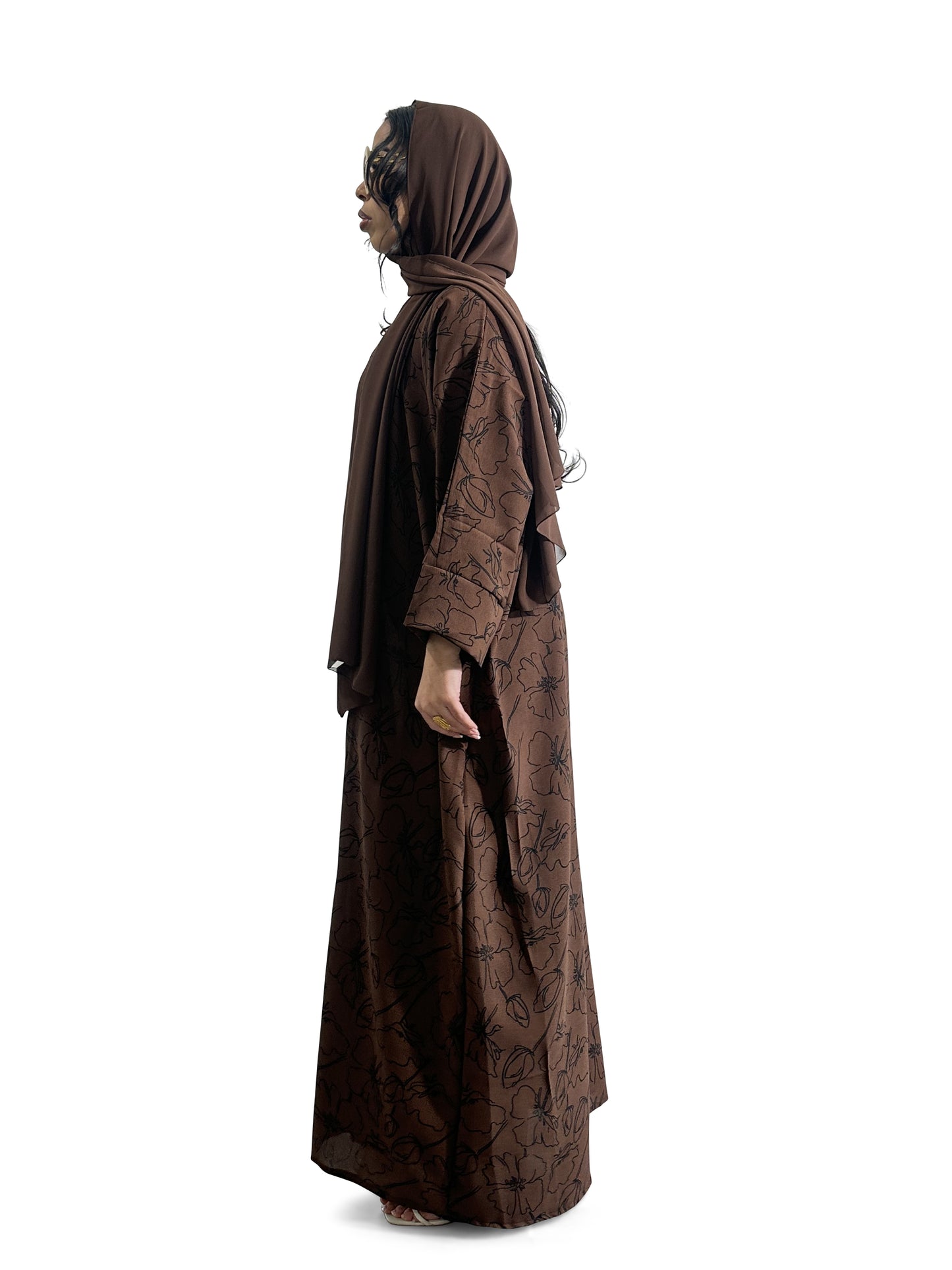 Brown Printed Abaya