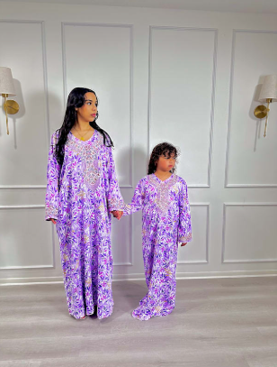 Purple Mommy & Me Matching Mukhwear Dresses