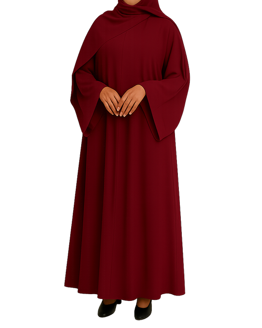 Open Abaya with Underdress - Burgundy