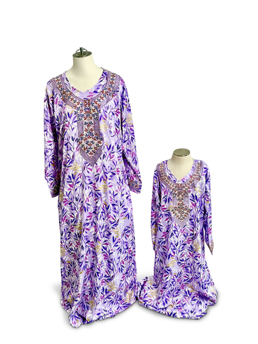 Purple Mommy & Me Matching Mukhwear Dresses