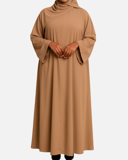 Everyday Abaya – 3 Piece with Chiffon Scarf - Biege