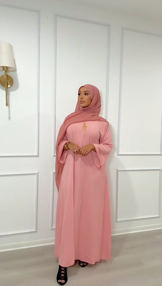 Closed One-Piece Abaya - Pink