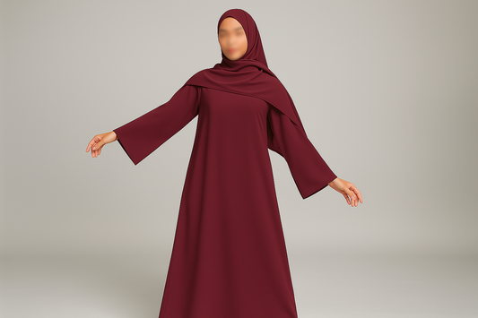 Closed One-Piece Abaya- Burgundy