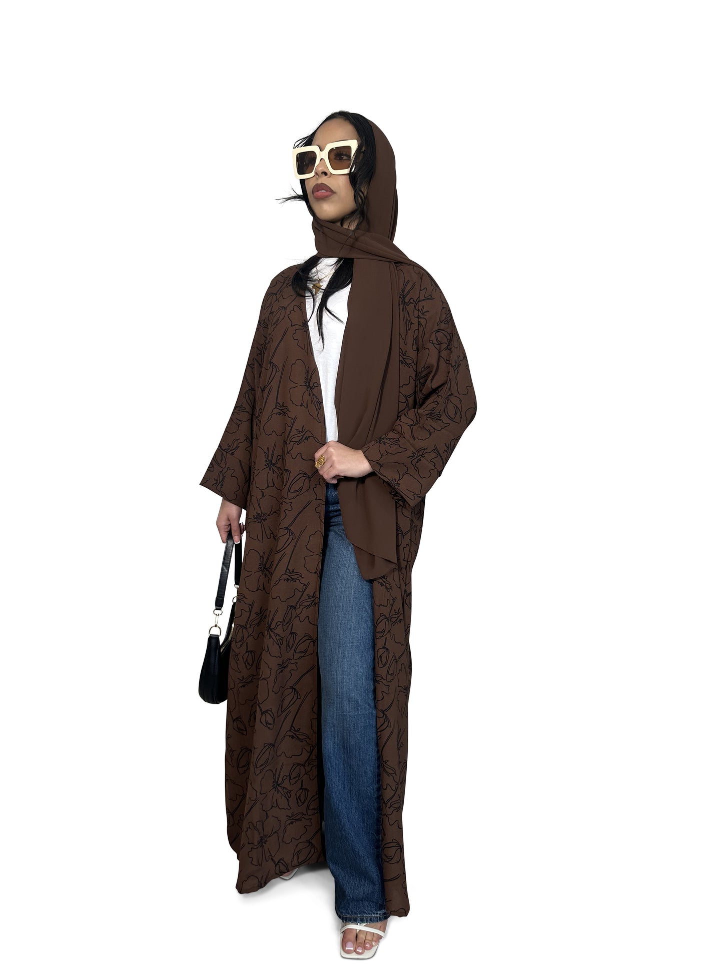 Brown Printed Abaya