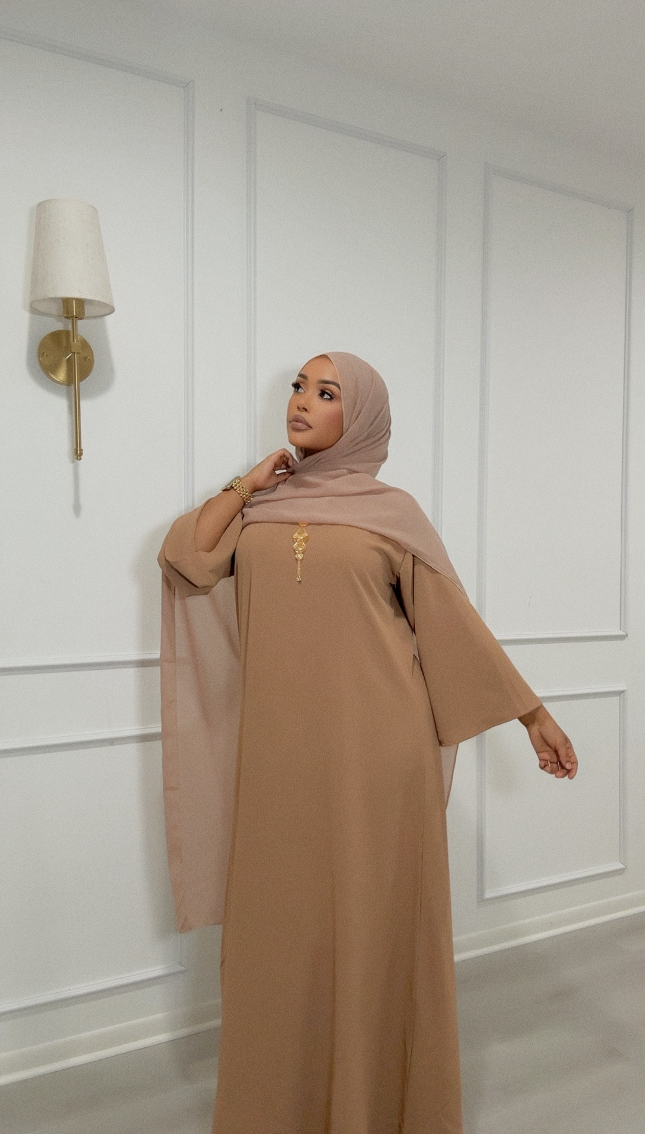 Closed One-Piece Abaya - Biege