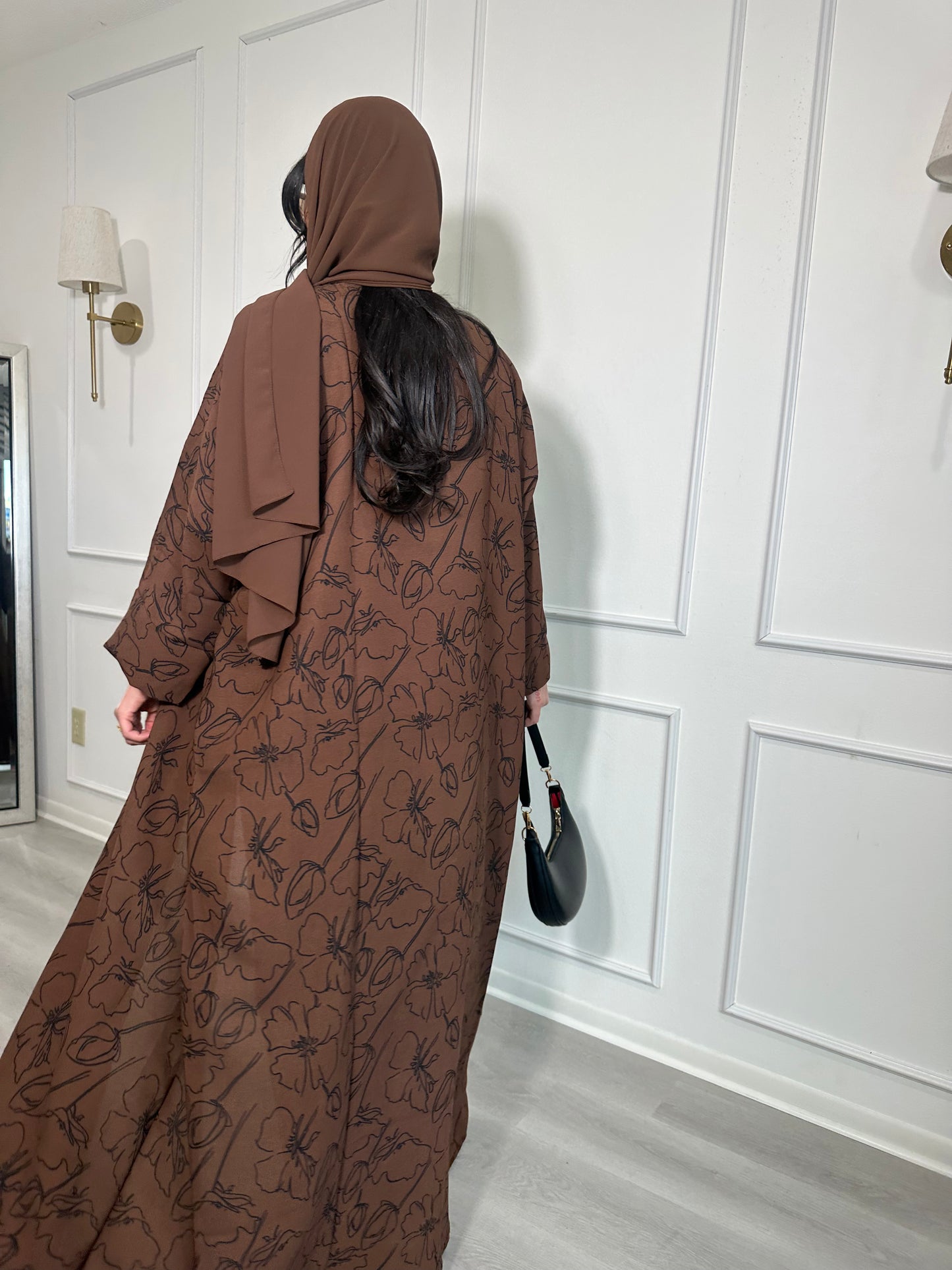 Brown Printed Abaya