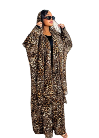 Cheetah Print Kimono + Scarf Set.