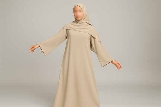 Closed One-Piece Abaya - Biege