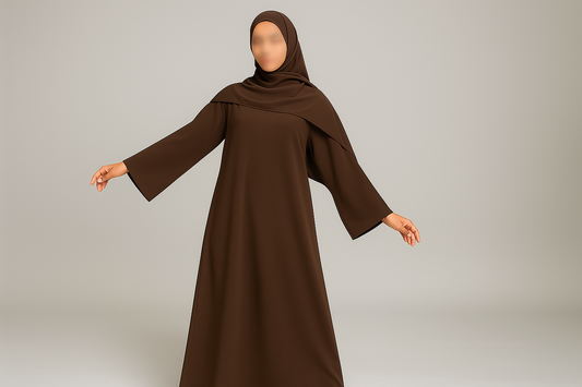 Closed One-Piece Abaya- Brown